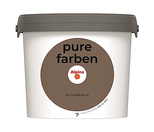 Alpina pure farben Wandfarbe – Nussbraun – strapazierfähige und atmungsaktive Innenfarbe – ergiebig
