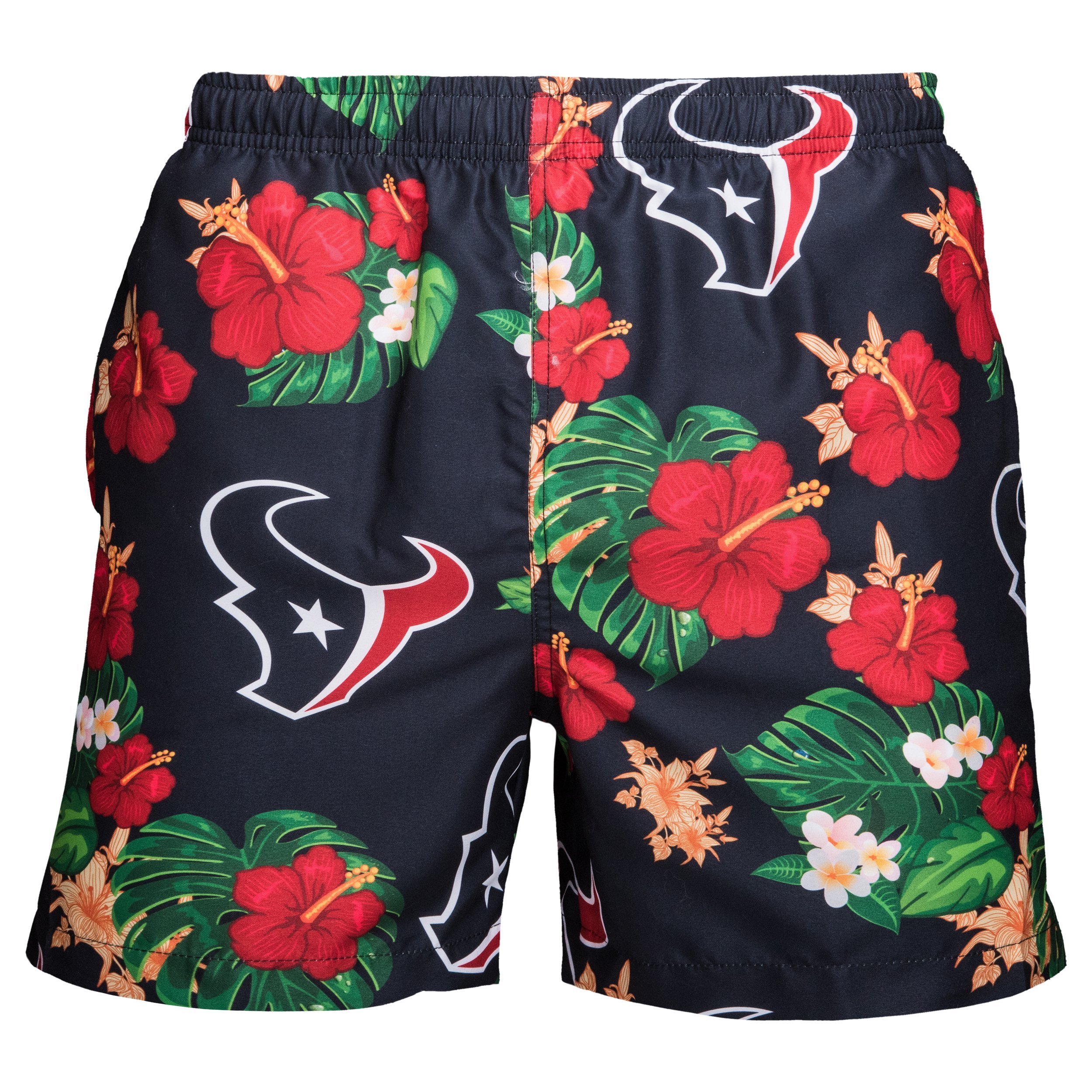 FOCO NFL Mens NFL Team Logo Floral Hawaiian Swim Suit Trunks