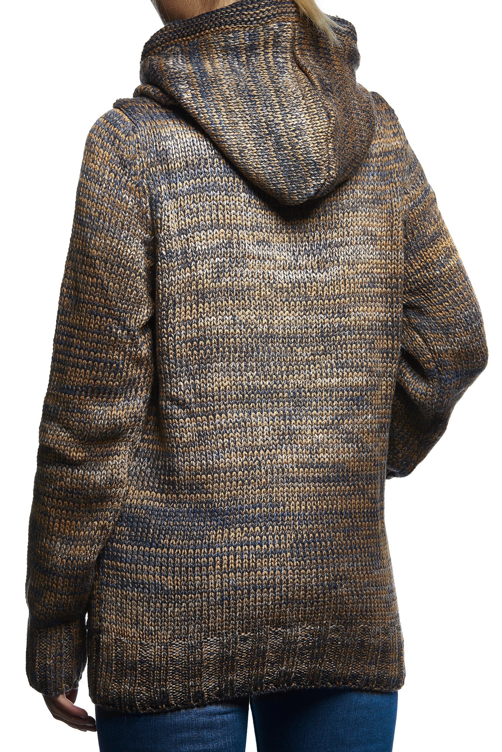 Leif Nelson Damen Pullover mit Kapuze Slim Fit Longseleeve Schwarzer Männer Strickpullover Sweatshirt Winterpullover Kapuzenpullover Hoodie Pulli Langarm LN20227D