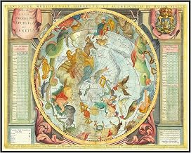 Posterizer 1 pcs - Southern Sky map -Vincenzo Maria Coronelli - 1691 - Astronomy & Celestial Art - Astrology & Zodiac - Gift for Space Enthusiasts & vintage art collectors - 05x07 unframed wall art