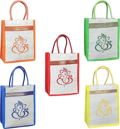 Bolsas de yute ecológicas con estampado Ganesh  10 x 8 pulgadas  Bolsa de playa, reutilizable y biodegradable  Perfecto para regalos, regalos de disponible en Yaxa El Salvador