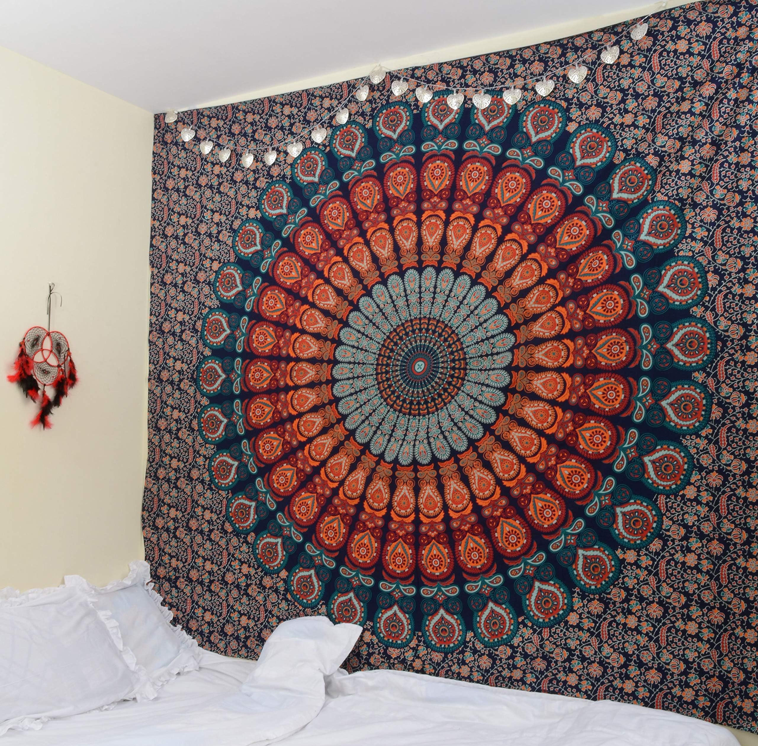 Labhanshi Mandala Tapestry - Wall Hanging - Hippie Bohemian Wall Decor Art - Boho Queen Size Indian Cotton Bedspread