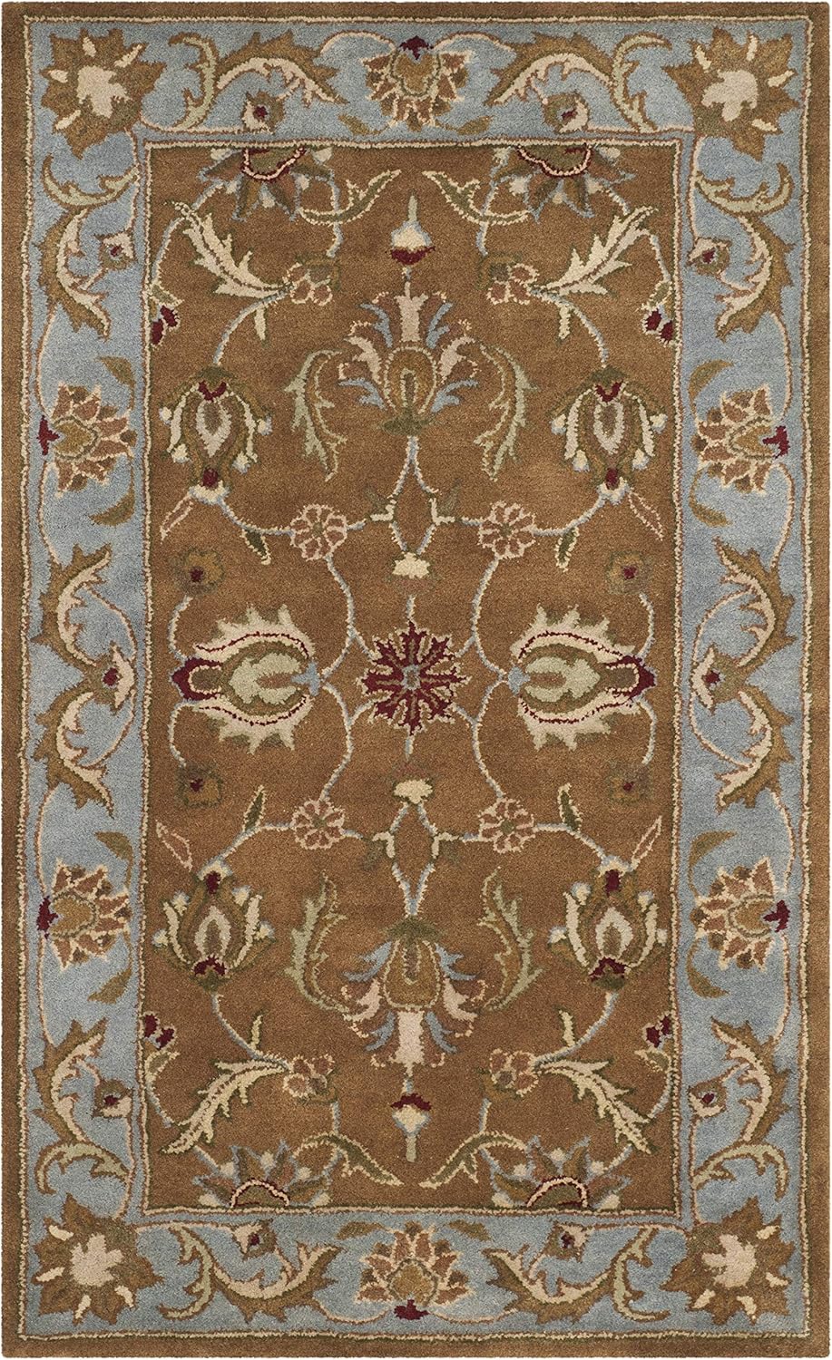 SAFAVIEH Heritage Collection Accent Rug - 3' x 5', Brown & Blue, Handmade Traditional Oriental Wool, Ideal for High Traffic Areas in Entryway, Living Room, Bedroom (HG812A)