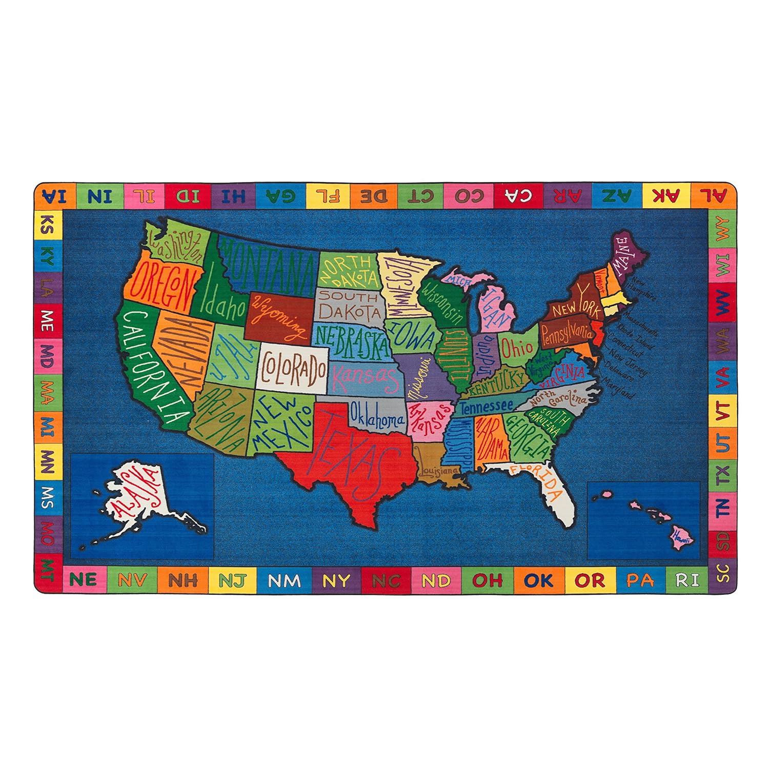 Flagship Carpets My America Doodle Map Children's Educational Rug for Home or Office Carpet, Childrens Classroom, Kid's Bedroom or Playroom Mat, 7'6" x 12', Rectangle 7'6" x 12"