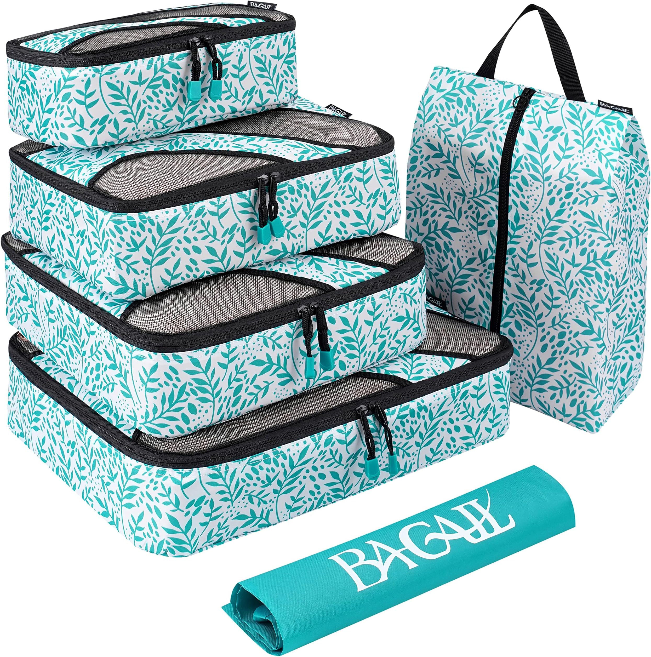 BAGAIL 6 Set Packing Cubes,Travel Luggage Packing Organizers(5set+Laundry bag Leaf)