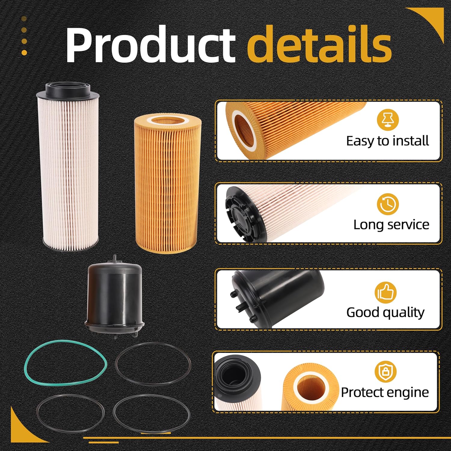 1 Pack Filter Maintenance Service Kit, for Paccar MX-13 MX13 EPA13 Engine, Engine Oil, Fuel, Element Filter Servive Kit, 1922496,1948921,1852006