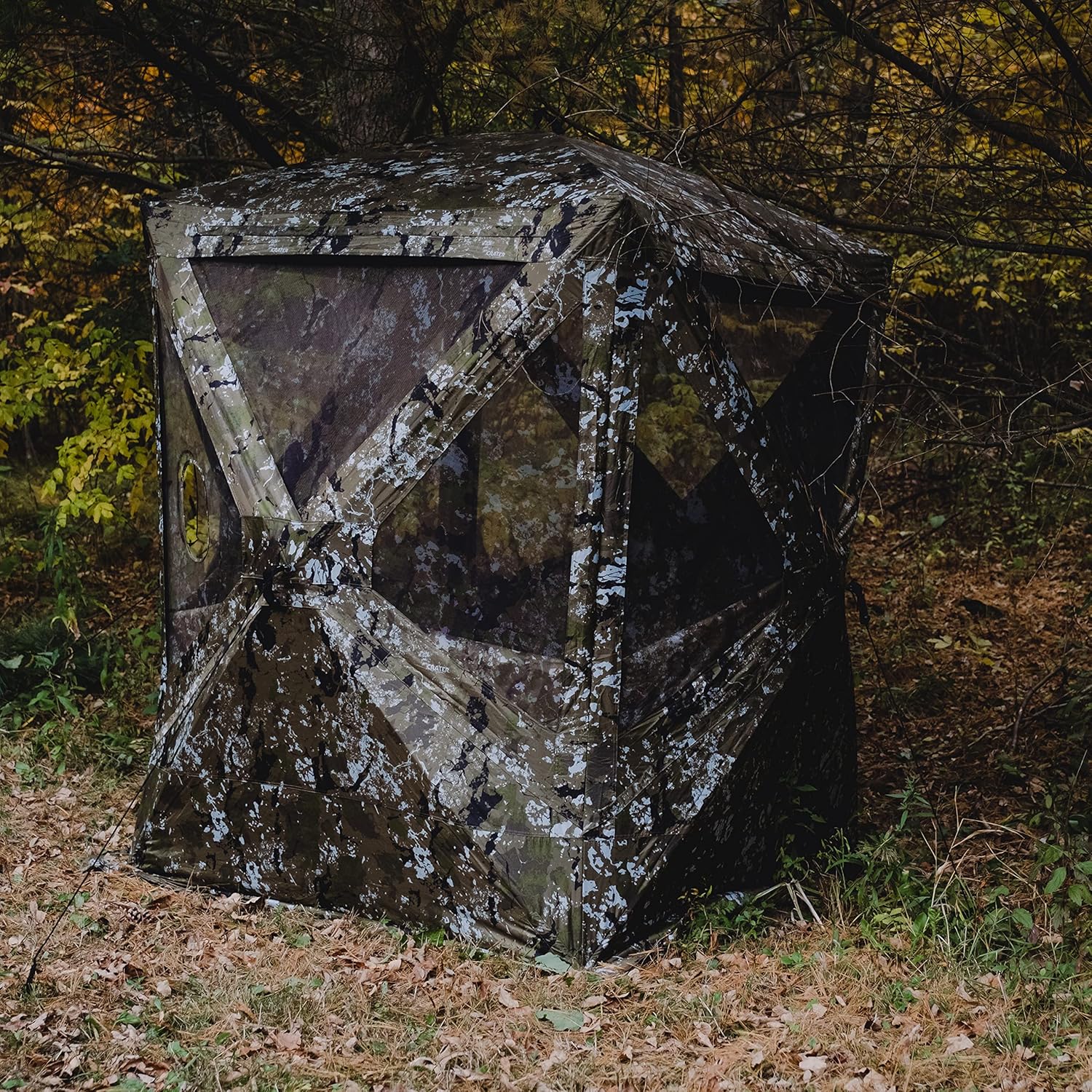 Barronett Blinds Big Mike, Portable Hunting Blind, Tall Hub Blind, Shoot While Standing, Low Profile Windows, 2-Person, Crater Thrive, 80” x 75” x 75”, BM300CT