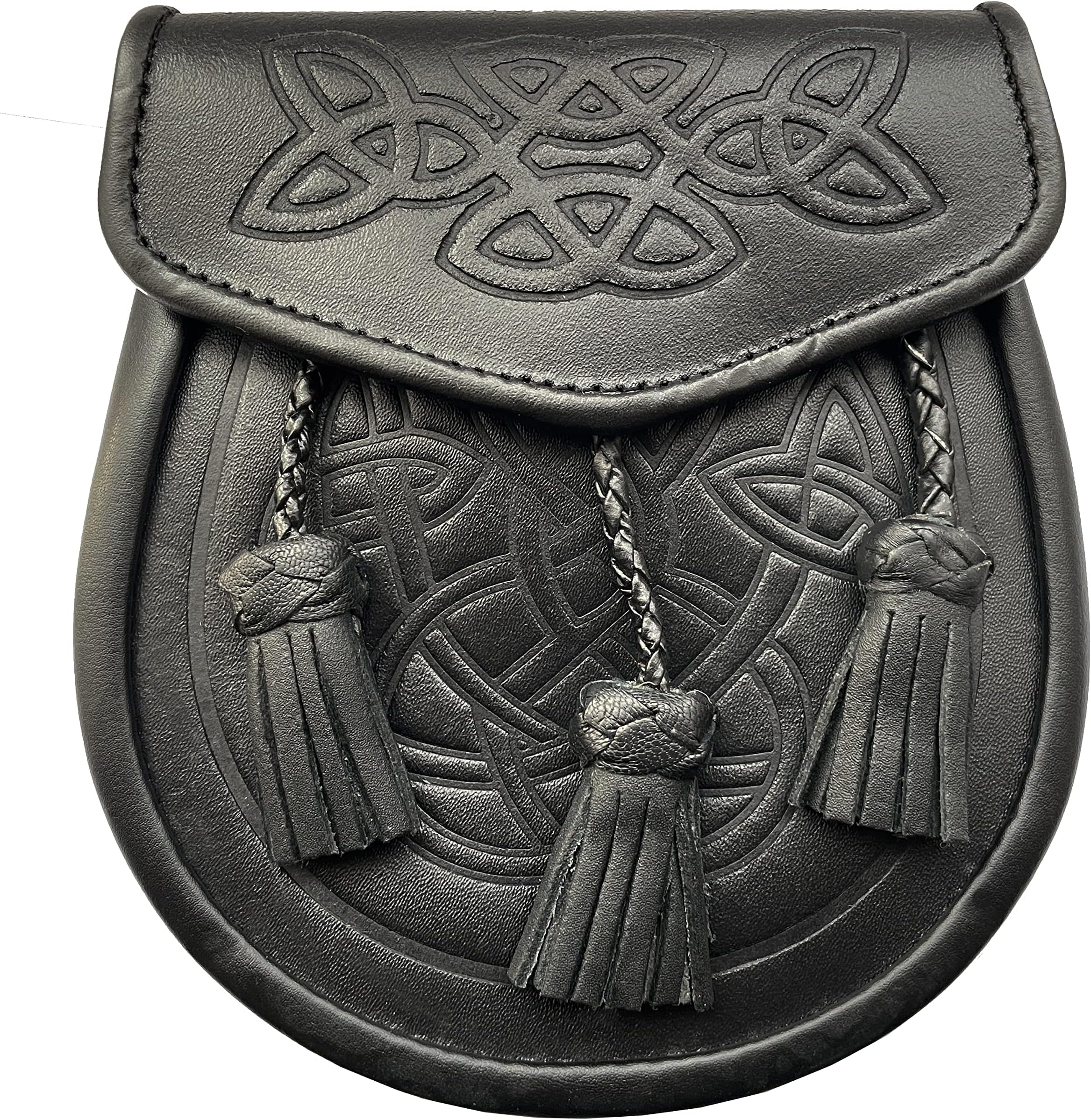Hamilton KiltsScottish Leather sporran Highland Celtic wallet with tassles