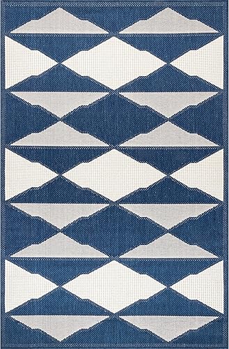 Miniatura 6 de nuLOOM Mickey - Alfombra geométrica para interiores y exteriores, 6 pies 7 pulgadas x 9 pies, color beige