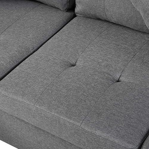 Miniatura 9 de EMKK Juego de sofá modular con 2 almohadas en forma de L diván de mano izquierda o derecha moderna de 4 asientos con otomana para sala de estar