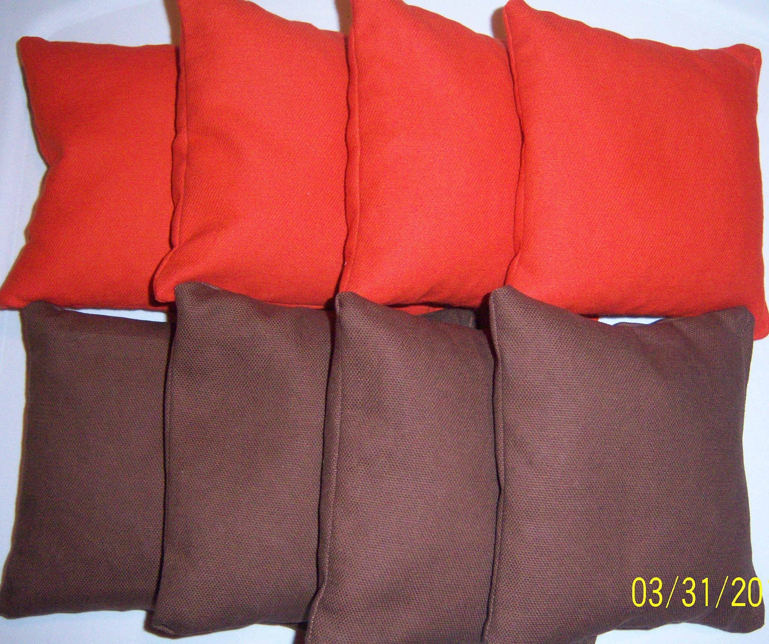 Cornhole Bags ACA Regulation 4 Brown & 4 Orange