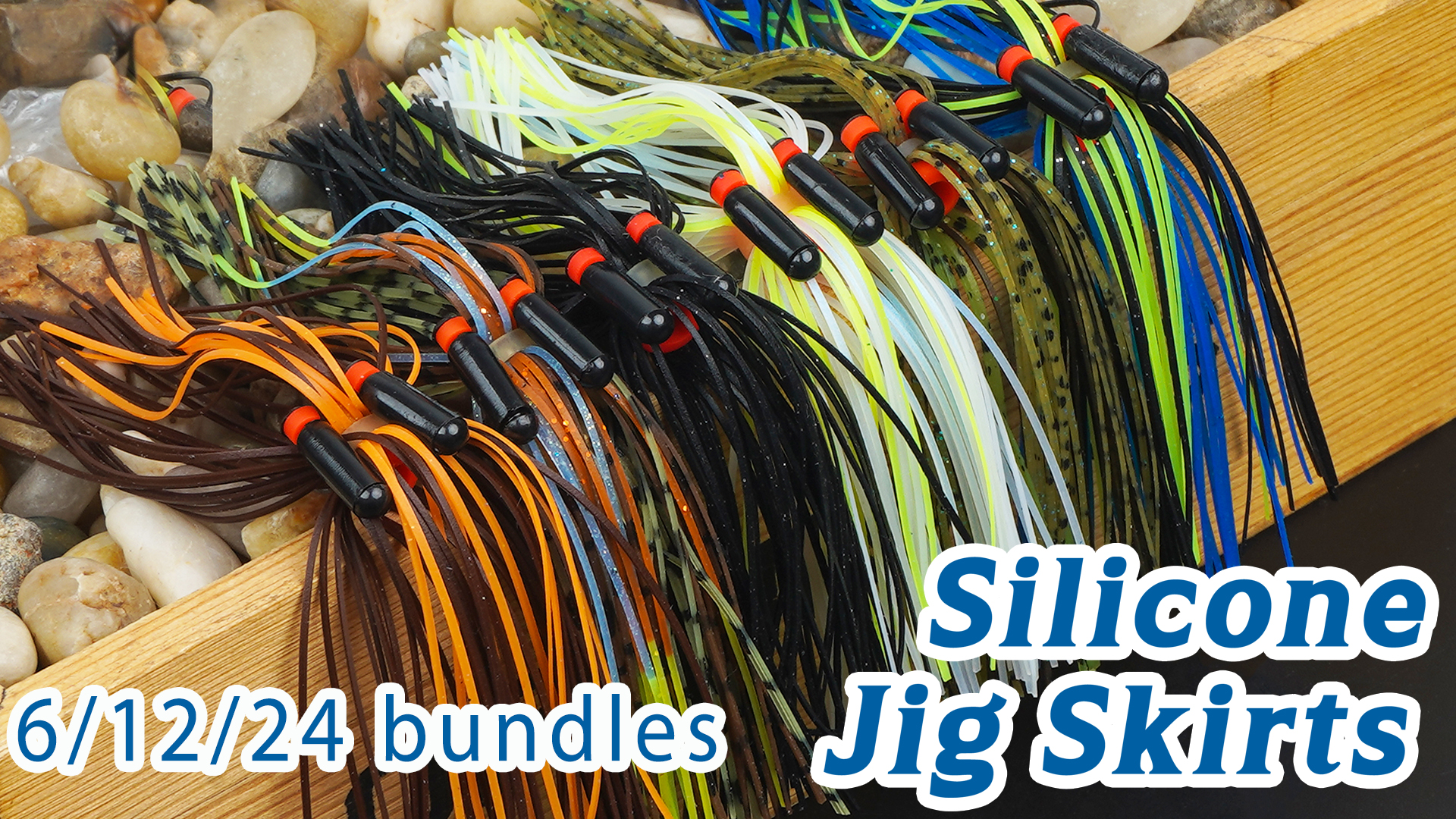 AGOOL Silicone Jig Skirt, DIY Bait Accessories Rubber 6/18/30 Bundles 50 Strands, Mixed Colours, Fishing, Jig Baits, Spinner Baits, Quick Change, 6 Pieces