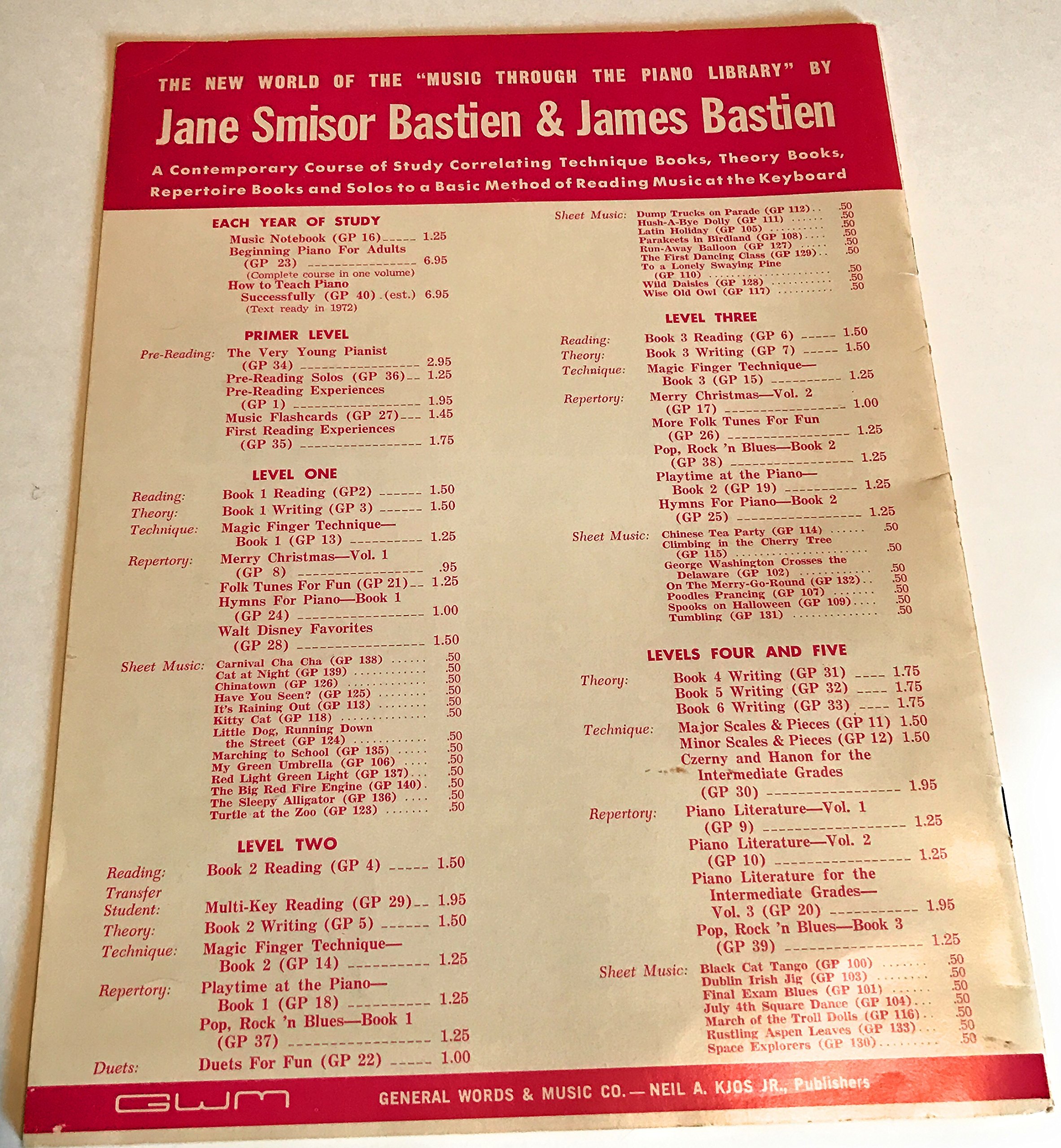 Pop, Rock 'n Blues (Jane Smisor Bastien) Book 1 Music Through The Piano