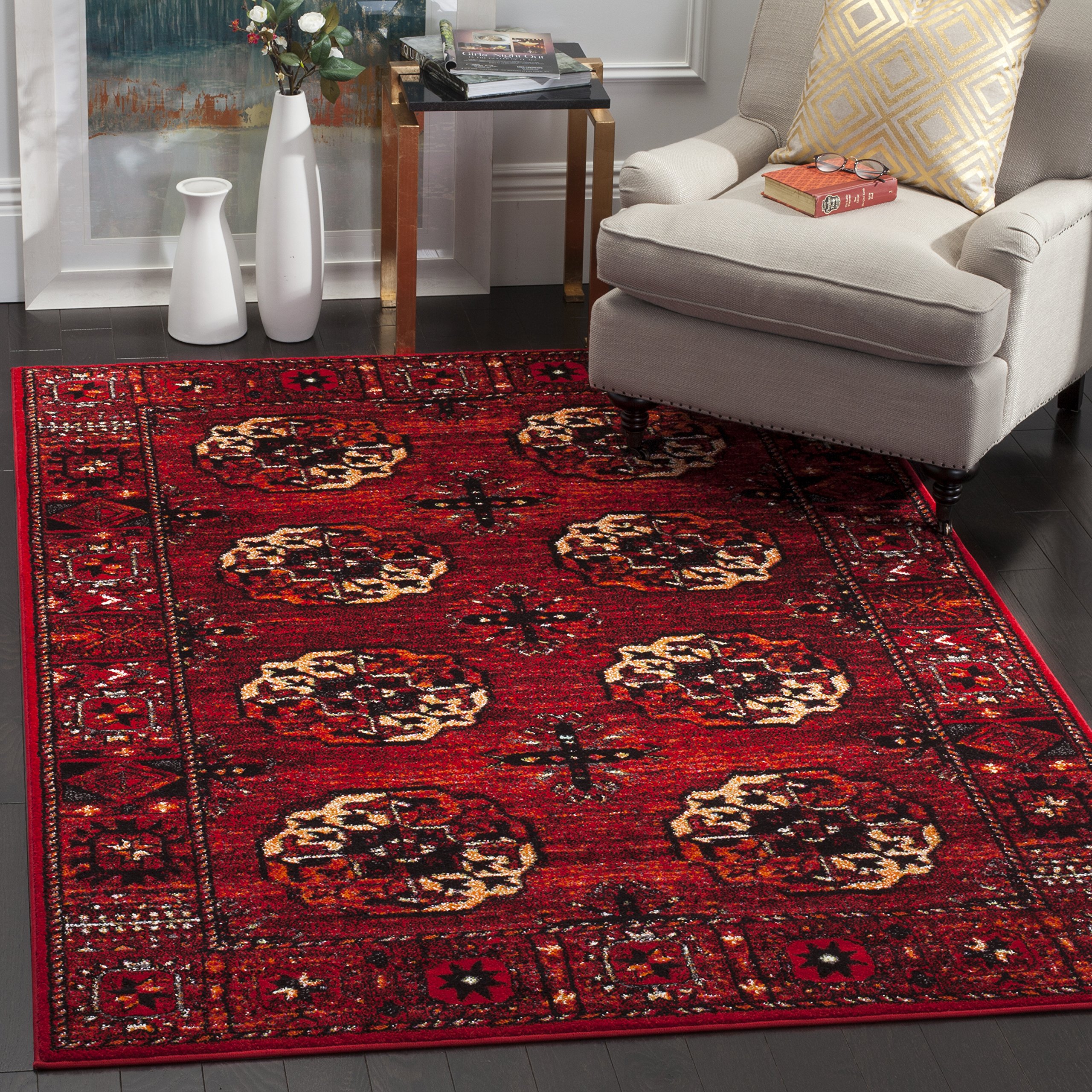 SAFAVIEH Tapis Traditionnel pour Salon, Salle à Manger, Chambre à Coucher - Persian Collection, Tapis à Poil Court, Rouge et Multi, 160 X 229 cm