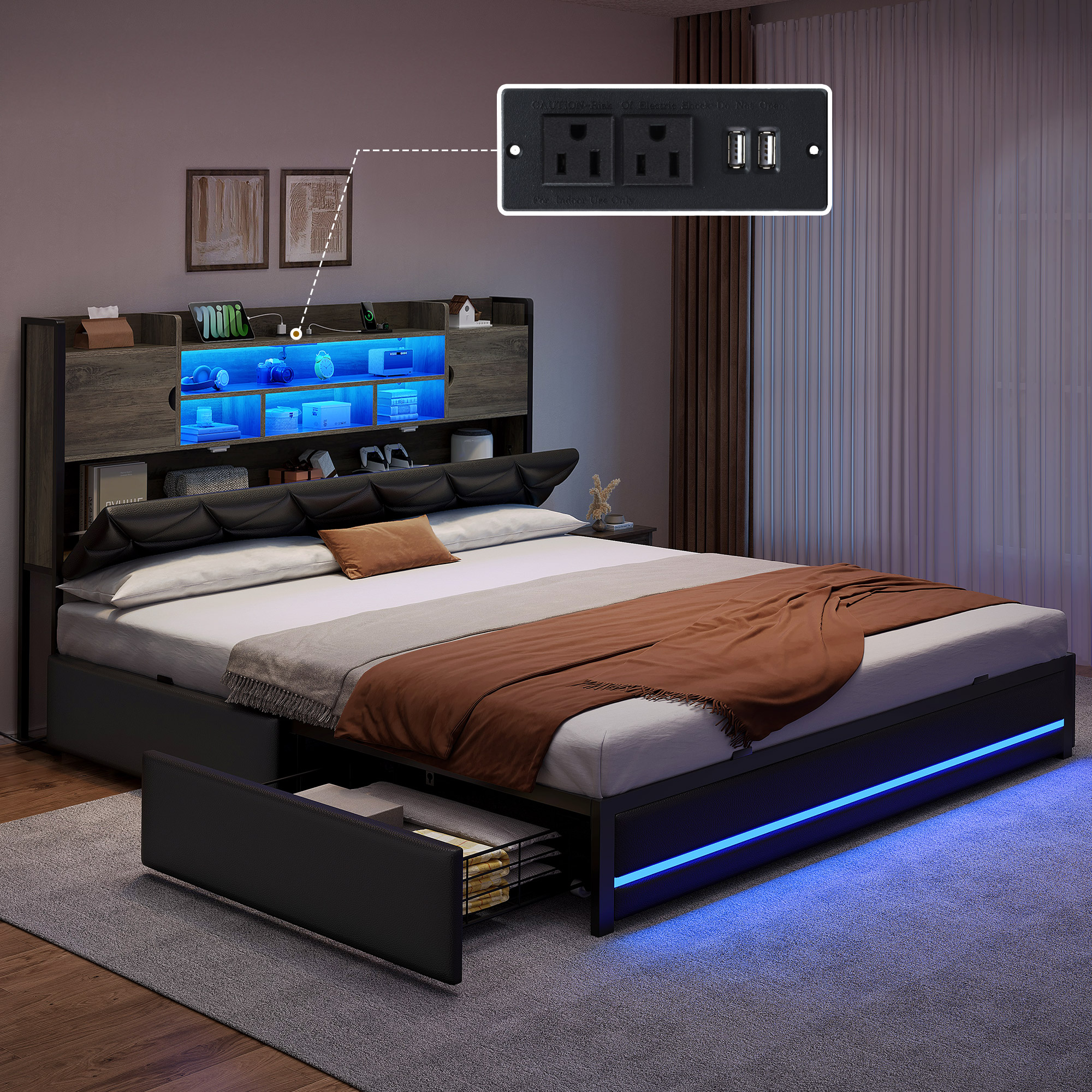 Amazon.com: YITAHOME King Size Bed Frame with RGB LED Lights