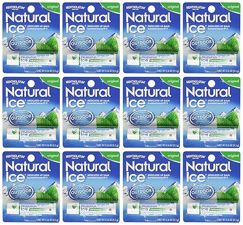 Mentholatum Natural Ice - Protector solar de labios medicado, 0.16 onzas (paquete de 12)