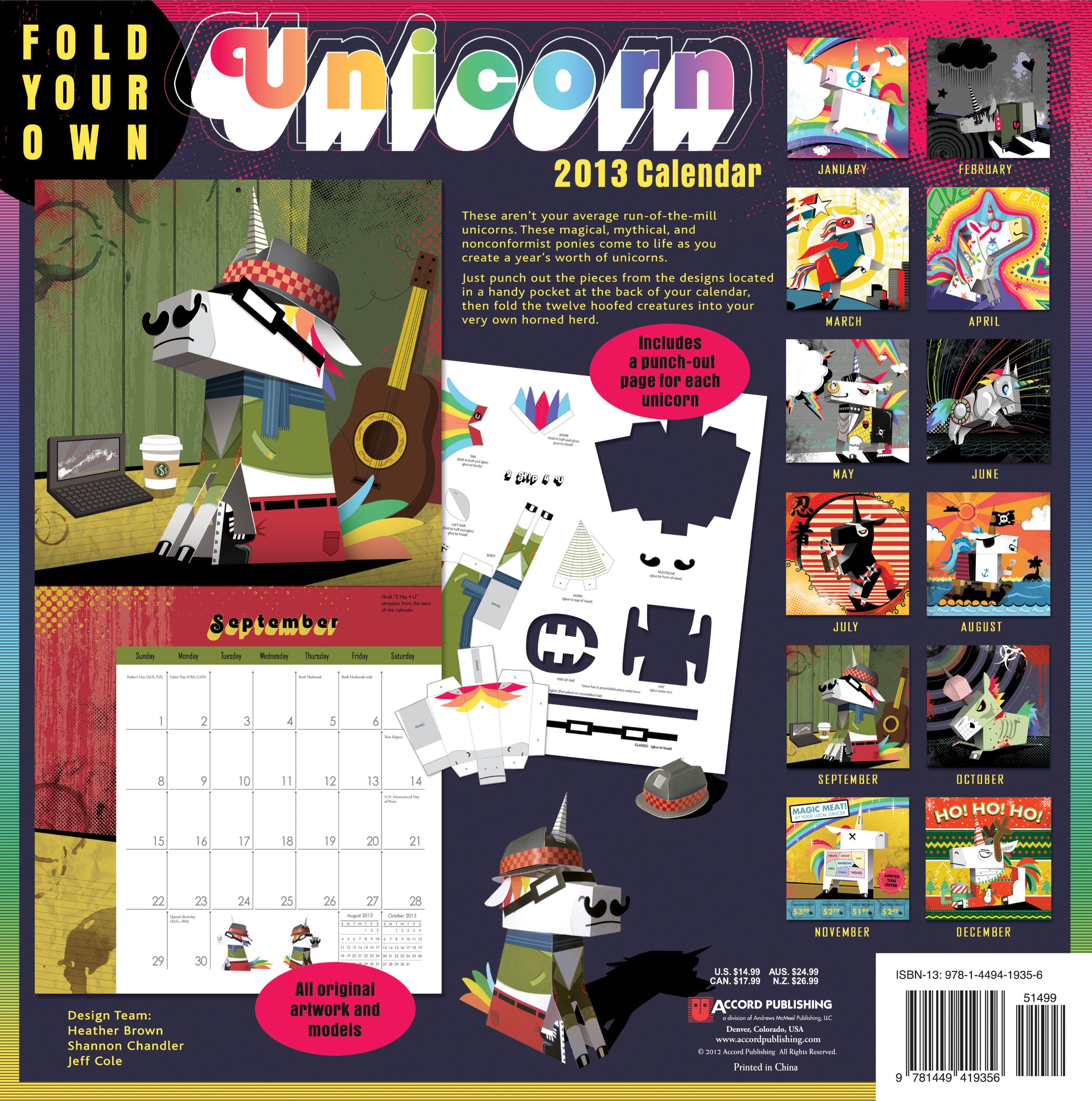 Fold Your Own Unicorn Calendar 2013