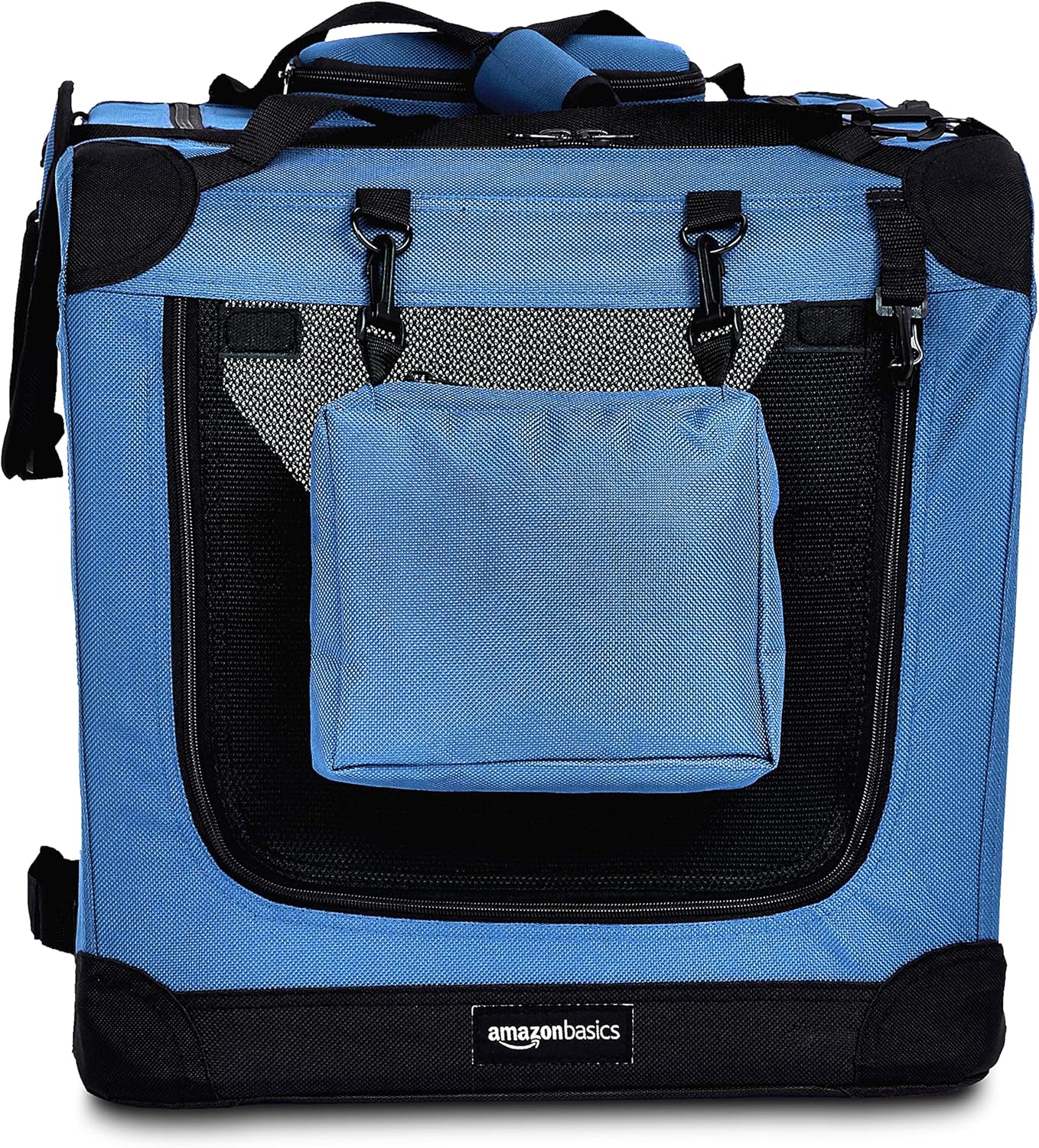  Basics Folding Portable Soft Pet Dog Crate Carrier Kennel - 26 x 18 x 18 Inches, Blue : Pet Supplies