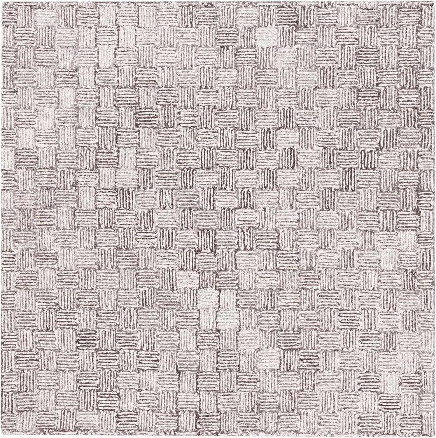 SAFAVIEH Micro-Loop Collection Area Rug - 5' Square, Brown & Ivory, Handmade Wool, Ideal for the Living Room, Bedroom, Dining Room (MLP537T-5SQ)