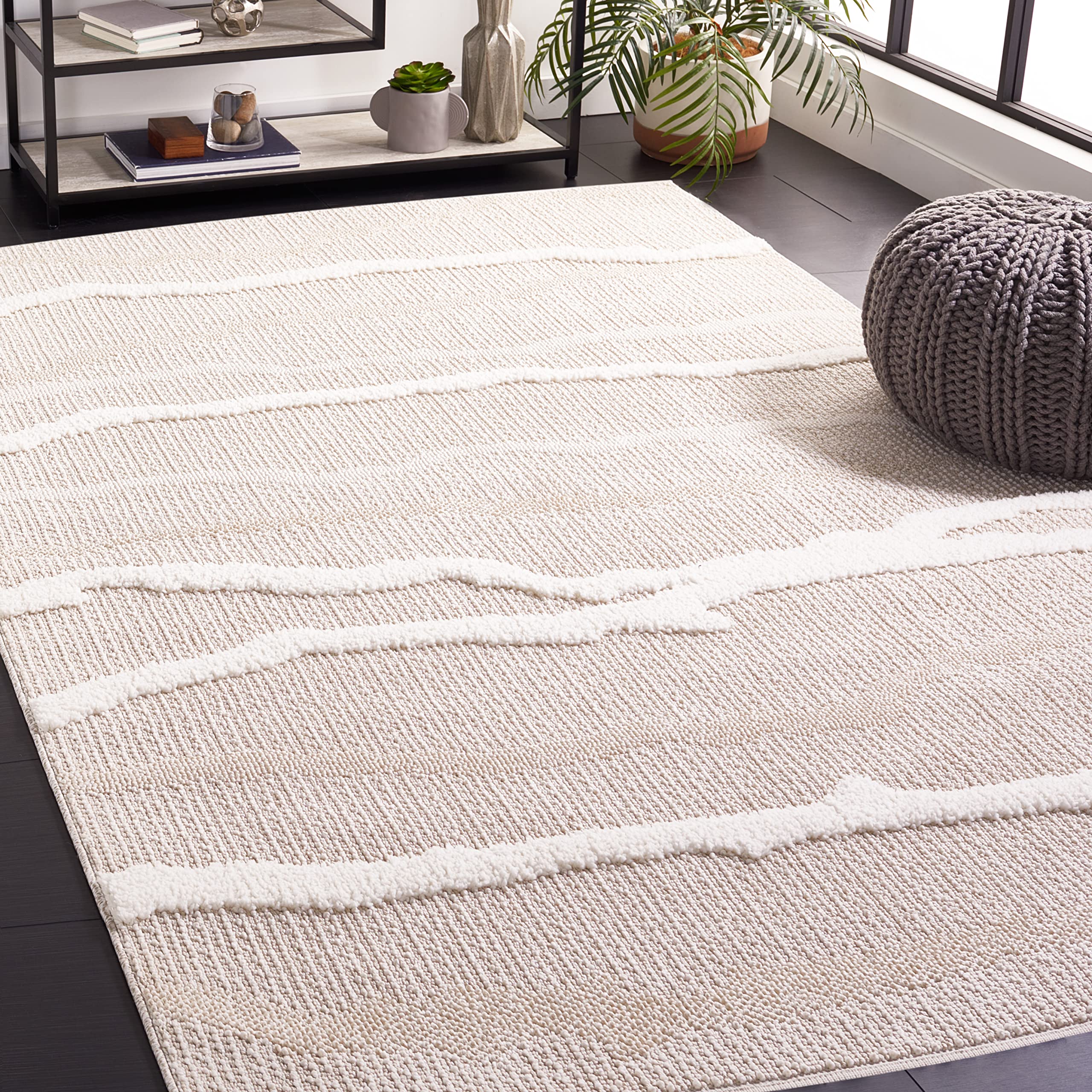 Tapis de salon beige 91x152 cm idéal pour réchauffer la chambre