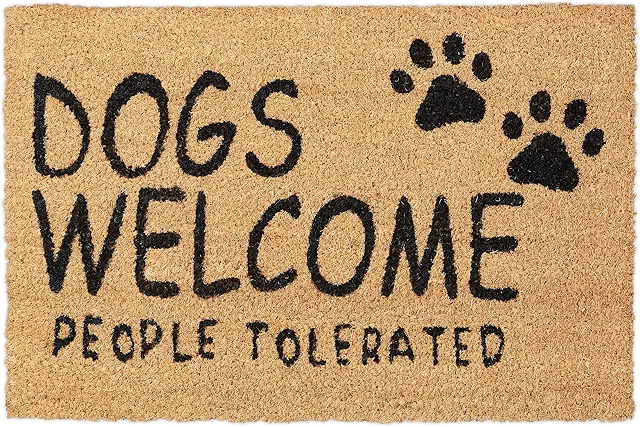 Dogs Welcome Doormat - Non-Slip Rubber Coir Mat 40x60cm for Indoor/Outdoor