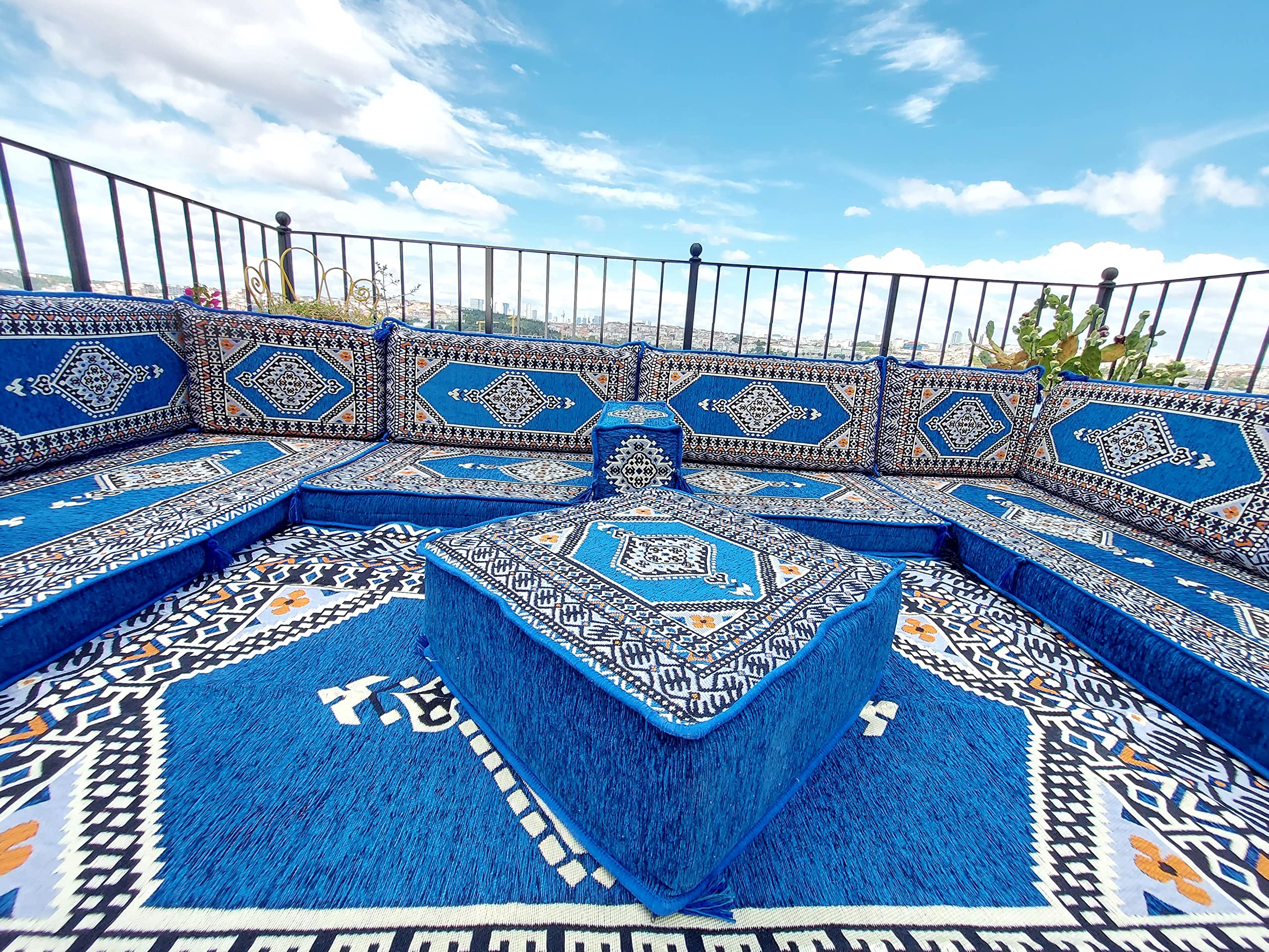 Buy U Shaped Arabic Sofa Set, Terrace Pallet Sofa, Royal Blue Sectional