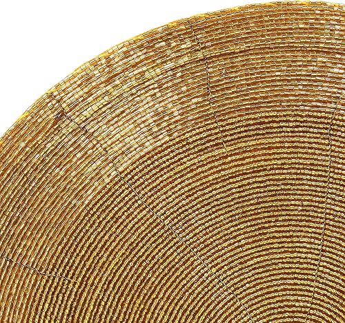 Miniatura 9 de Manteles individuales negros con cuentas para mesa de comedor, manteles individuales redondos negros, miden 13 pulgadas, cargadores negros para