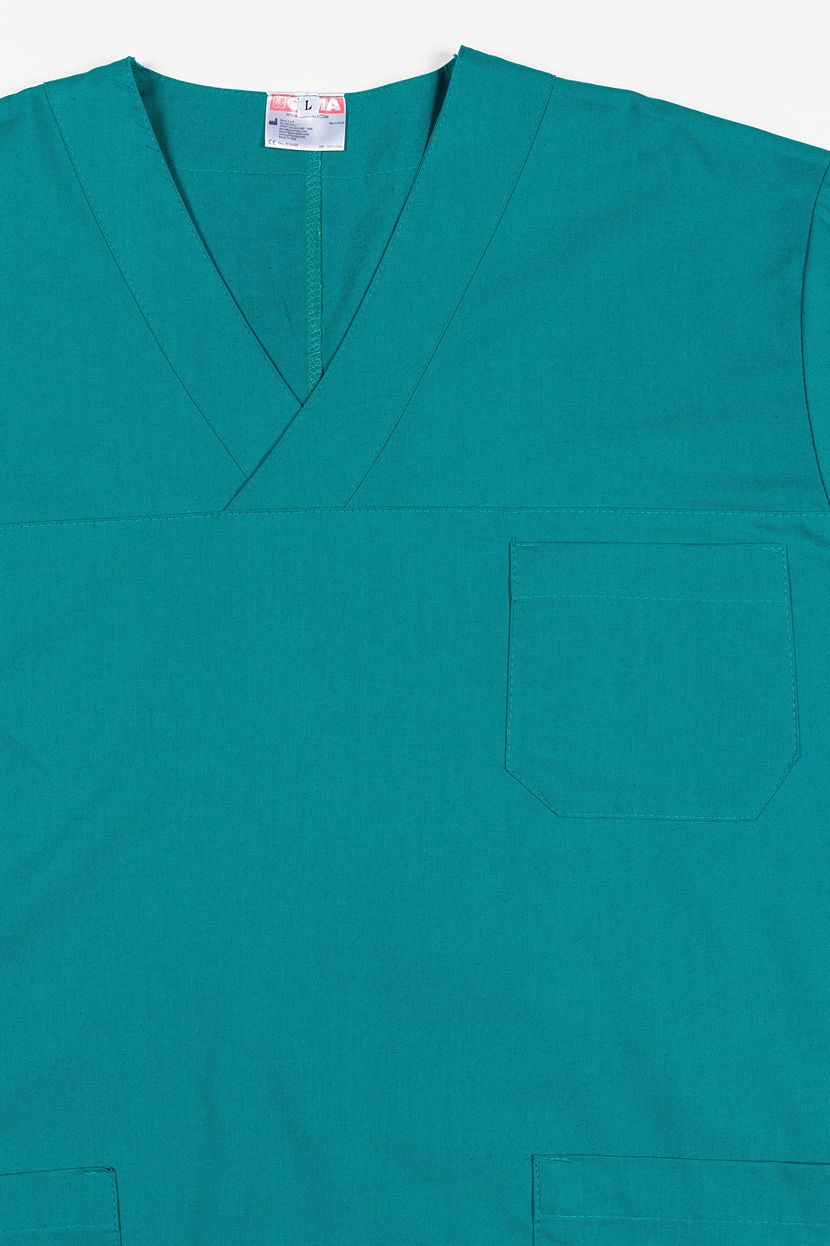 Gima - Casacca 100% Cotone Ottima Qualità, Unisex, Scollo a V, Mezza Manica a Giro, Linea Professionale, per Medici, Veterinari, Infermieri e Personale Sanitario, Verde, S