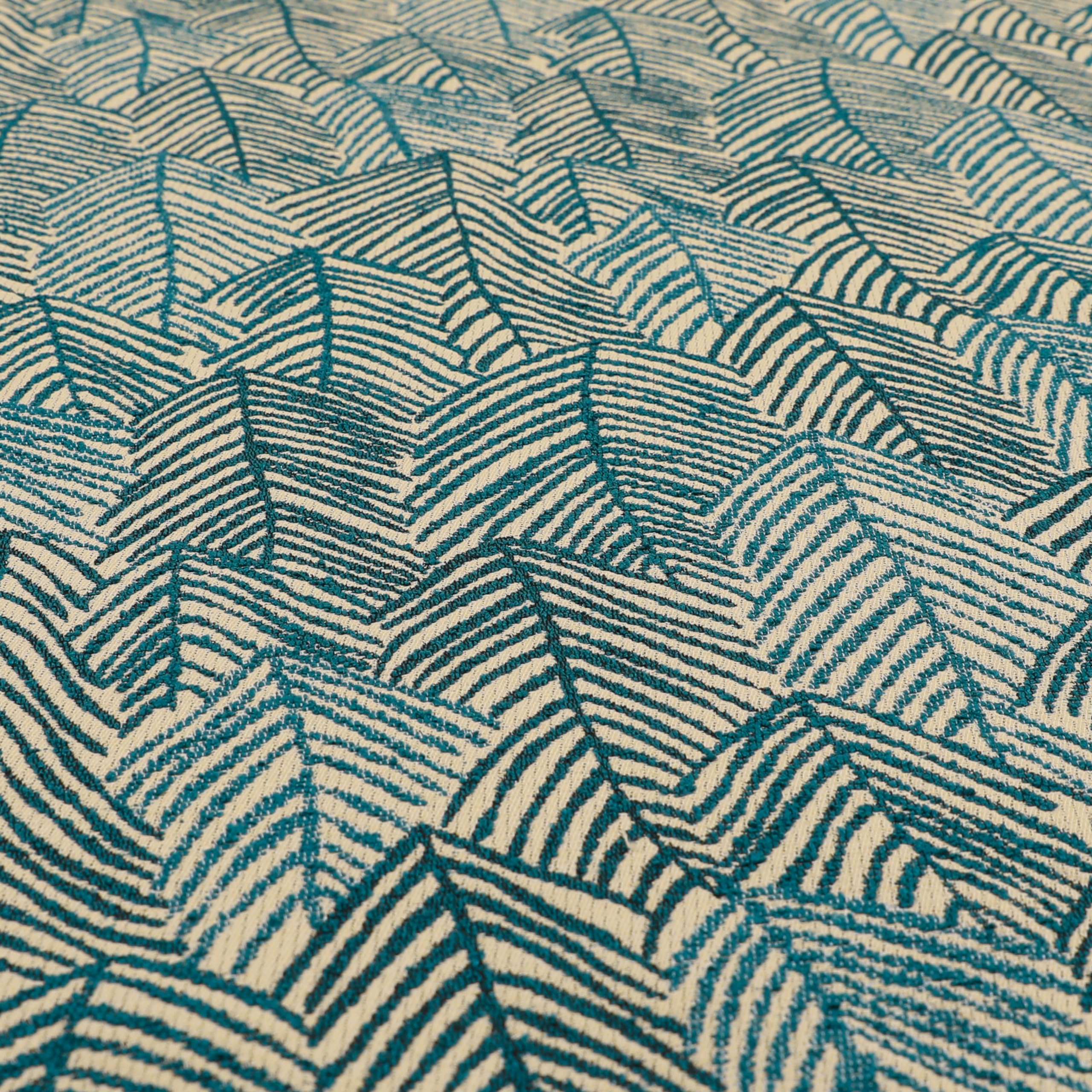 Redbrick Mill Fabrics Flame Retardant Soft Quality Modern Leaf Floral Pattern Woven Chenille Upholstery Fabric by The Metre, Teal Leaf Floral (Per Metre)