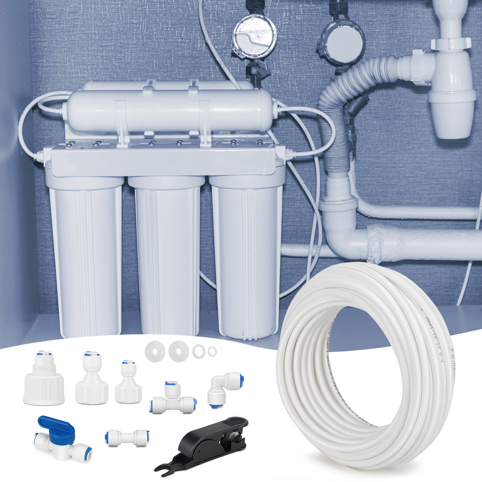 Kit Tubi Osmosi Inversa 10 Pezzi - Raccordi 1/4" Per Frigoriferi E Depuratori Acqua - Foto 9