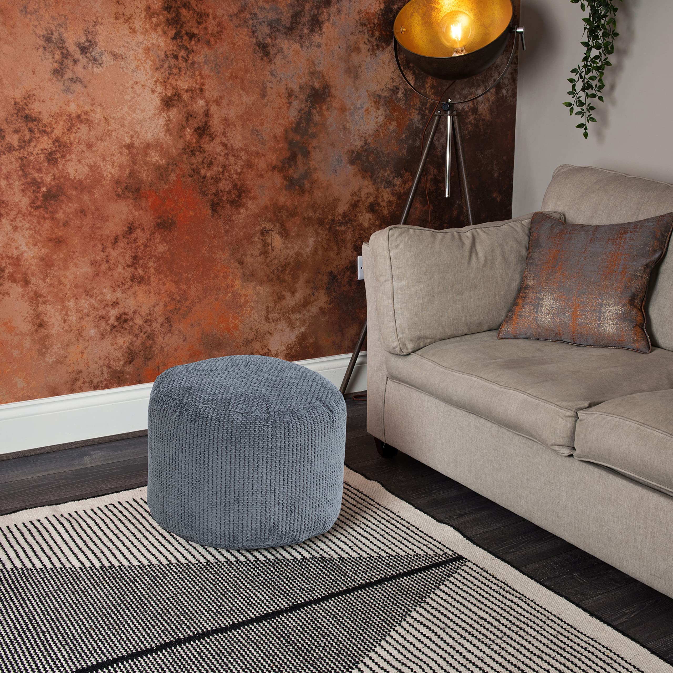 Loft 25 – Pouf rond à texture bulles, repose-jambes d'intérieur pour salon, design ergonomique, ultra confortable et durable (gris anthracite)