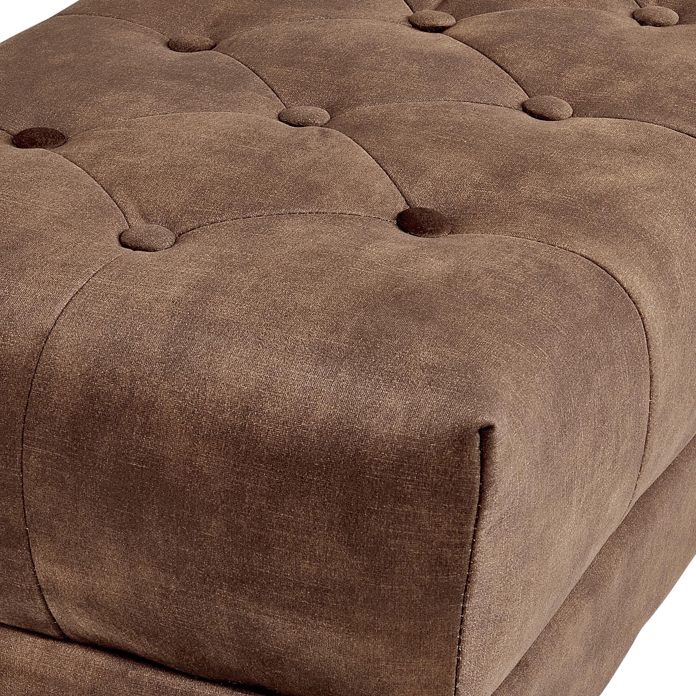 Beliani Banc en Velours Banquette de Lit Rembourré Glam Pouf Pieds en Métal Doré Marron Roseville