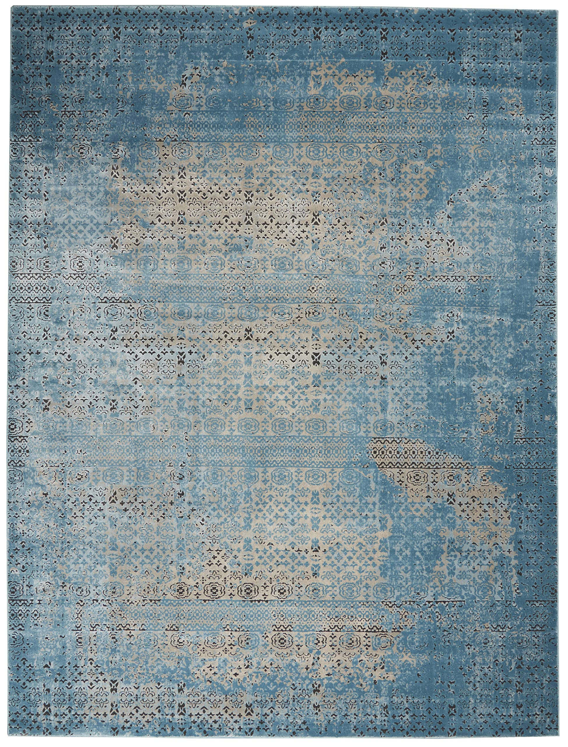 Nourison Karma Vintage Damask Blue 6'7