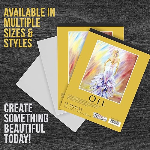 Miniatura 5 de U.S. Art Supply Bloc de pintura al óleo de alta calidad de 9 x 12 pulgadas (paquete de 2, 30 hojas en total) – 90 libras (6.70 oz/m²) – Papel pastel
