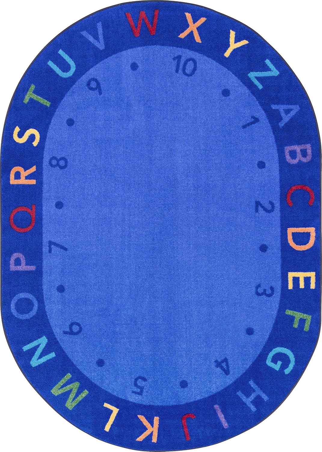 Joy Carpets Lively Letters 7'8" x 10'9" Oval Area Rug in Color Multi