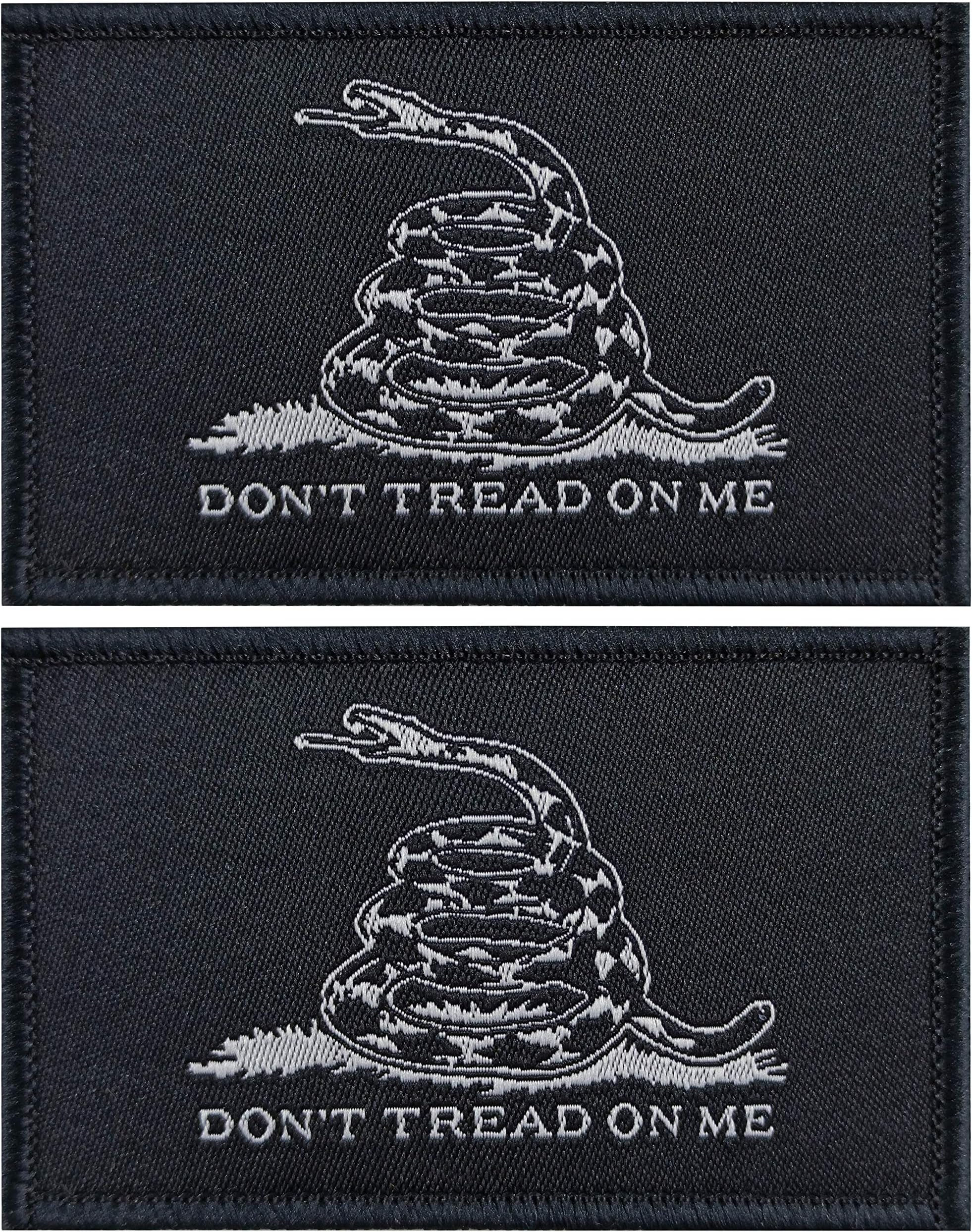 JBCD-2 Pack Snake Woven Patches (Don't Tread on Me(Black))