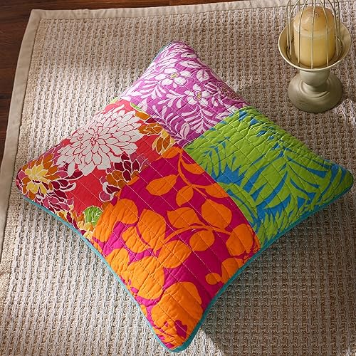 Tache - Juego de 2 fundas de cojín para fiestas, 100% algodón, coloridas flores