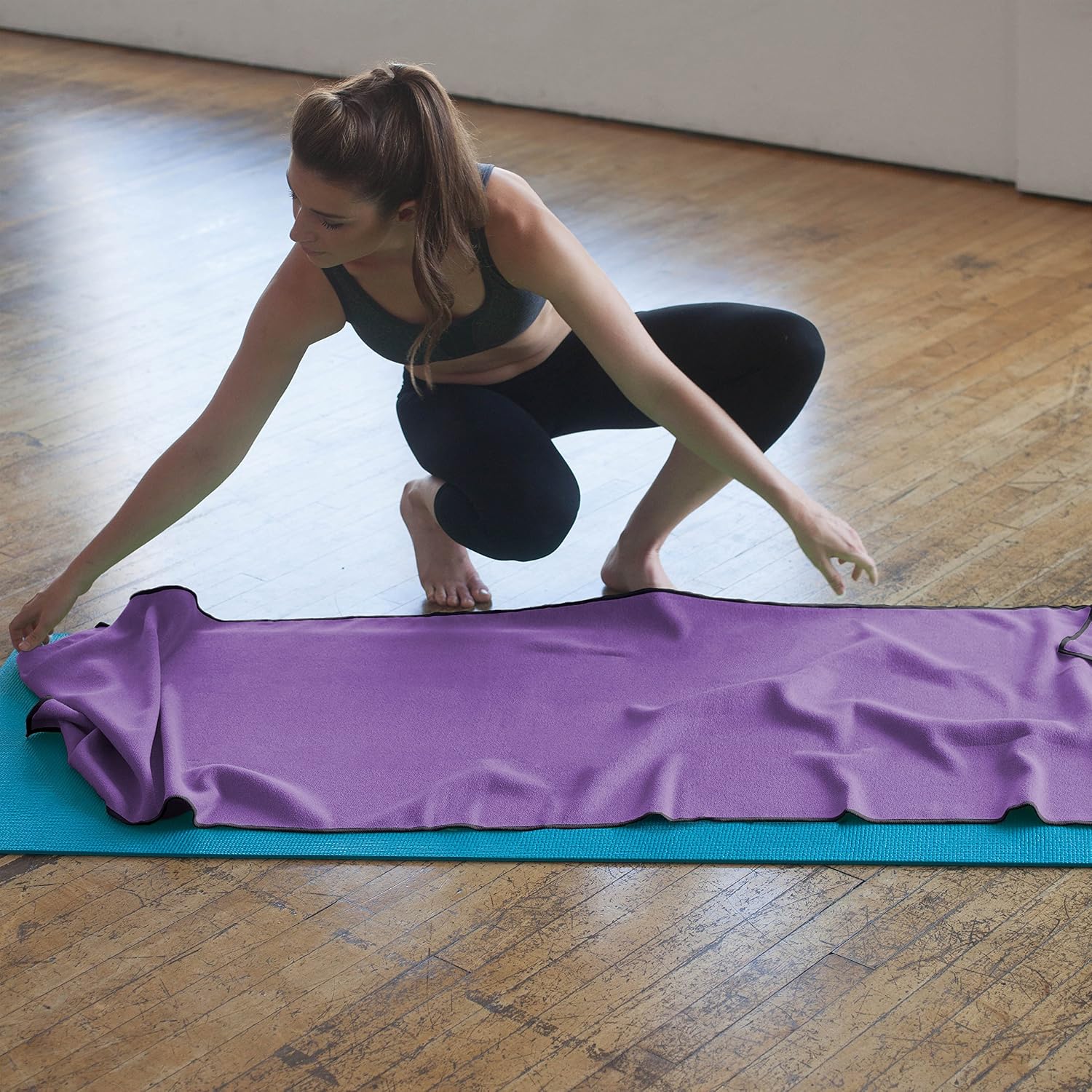 YogaRat Yoga Towel - 100% Microfiber - Multiple Sizes - Non-Slip - Absorbent - Thin - Lightweight Yoga Mat Towels - Yoga Hand Towel Option Available