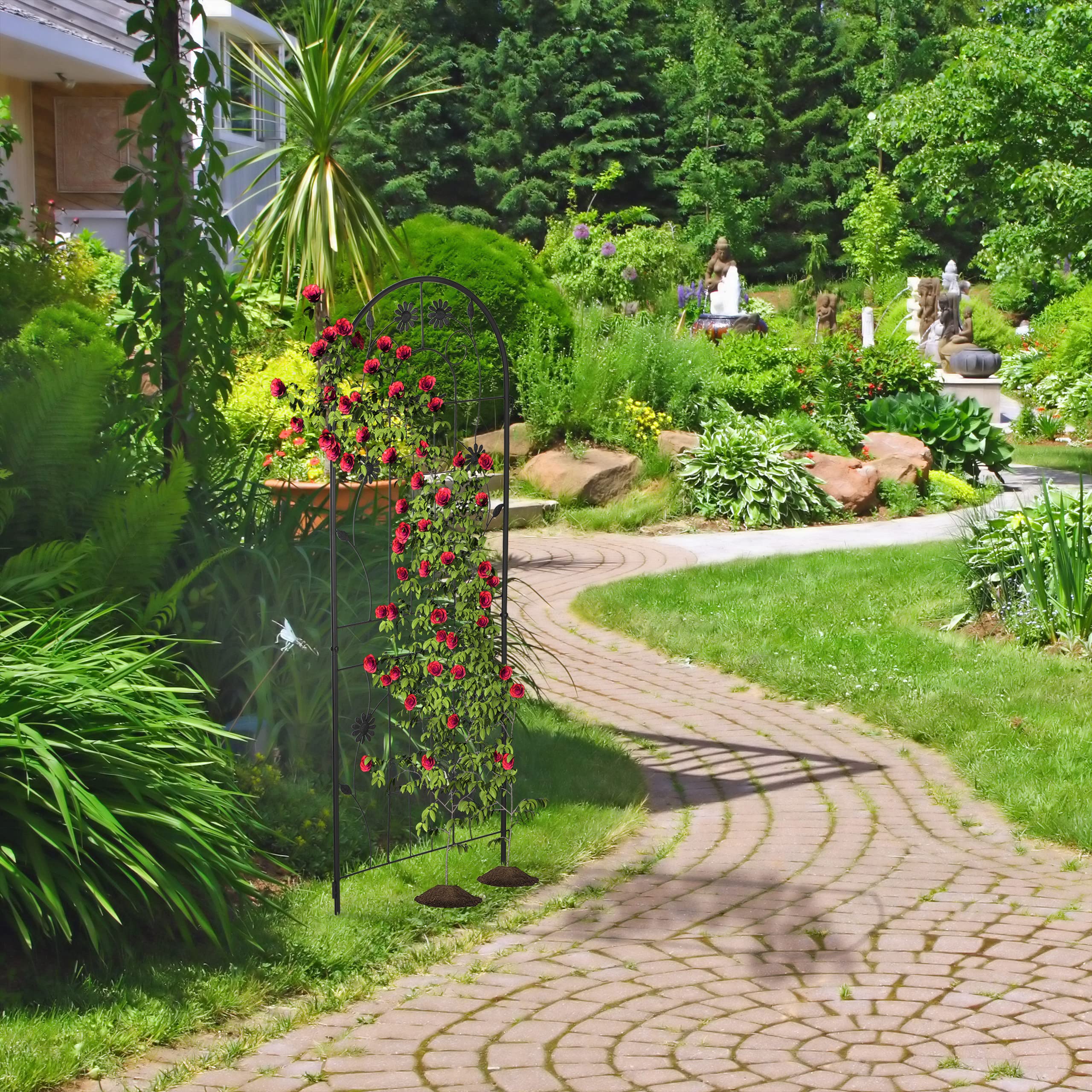 Relaxdays Grigliati per Rampicanti, Set da 2, HxL 150 x 50 cm, Supporti in Metallo per Piante, Tralicci a Incastro, Nero
