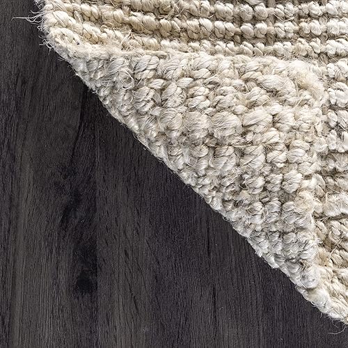 Miniatura 5 de nuLOOM Ashli - Alfombra sólida de yute estilo casa de campo, 7 pies 6 pulgadas x 9 pies 6 pulgadas, color blanco crudo