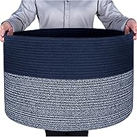 Vista 10 de MINTWOOD Design Canasta decorativa extra grande de 22 x 14 pulgadas de cuerda de algodón tejida para almacenamiento de mantas, cesta para la sala