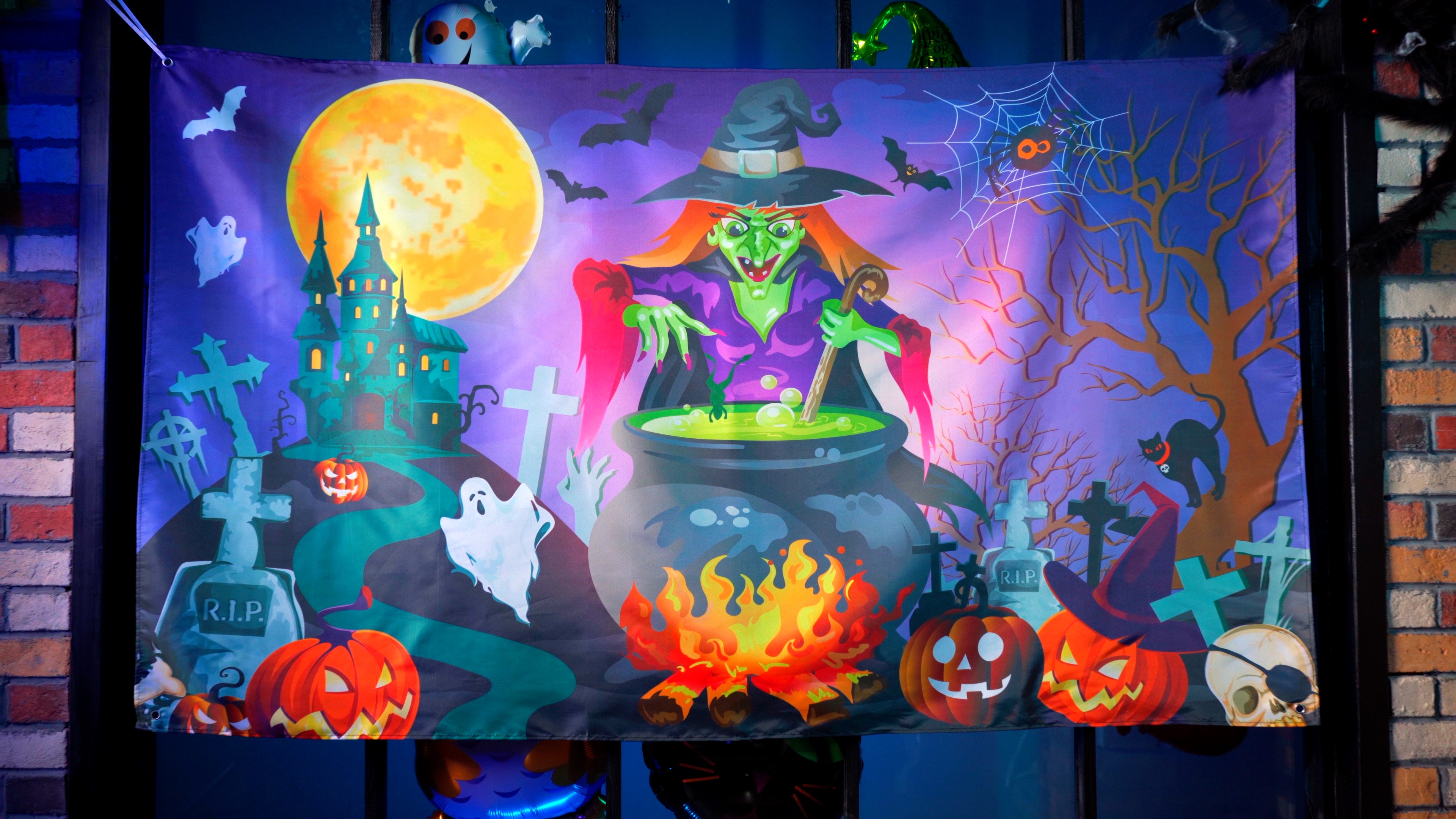 Amazon.com: Blulu Halloween Photography Backdrop Mural Witches