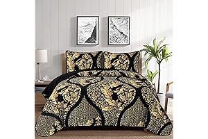 Black and Gold King Size Quilt Set for Year round Comfort