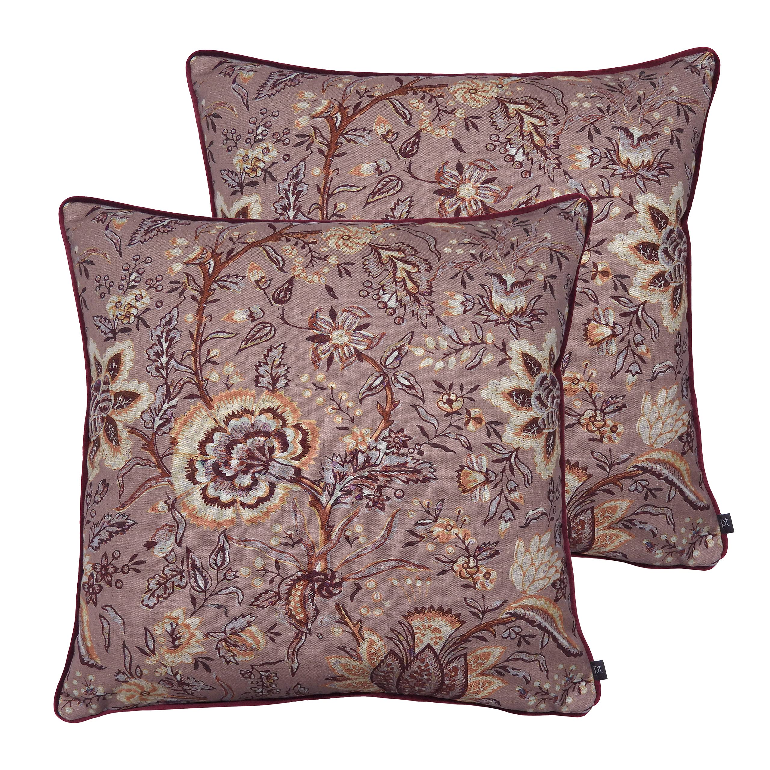 Prestigious Textiles Apsley Feather Filled Cushions (Twin Pack), Cotton, Viscose, Polyester, Linen, Woodrose