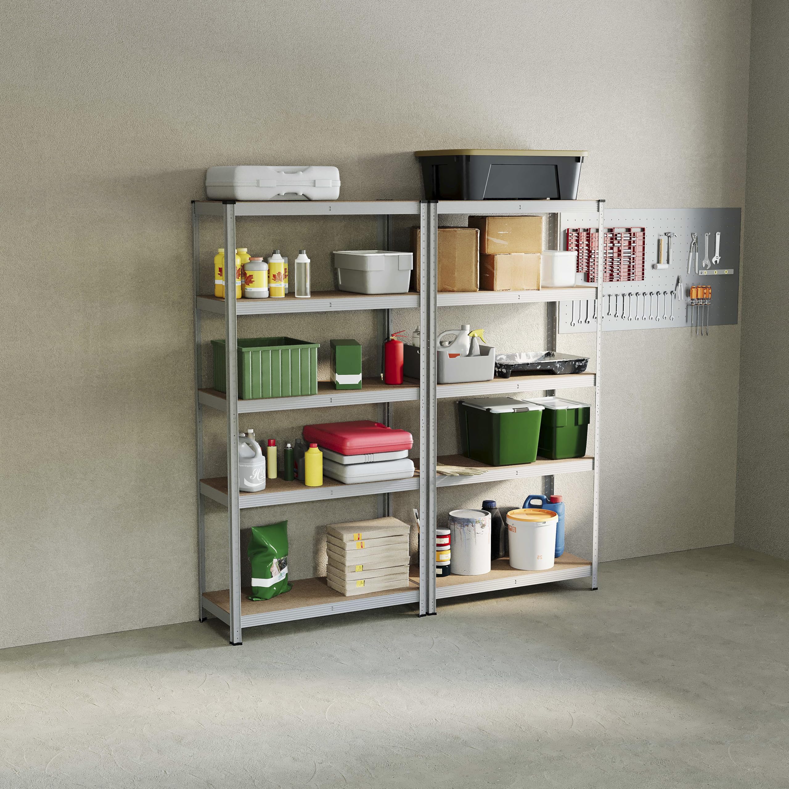 Home Vida 5 Tier Galvanised Heavy Duty Adjustable Steel Garage Shelving Unit (H) 1800mm (W) 900mm - 875kg Weight Capacity