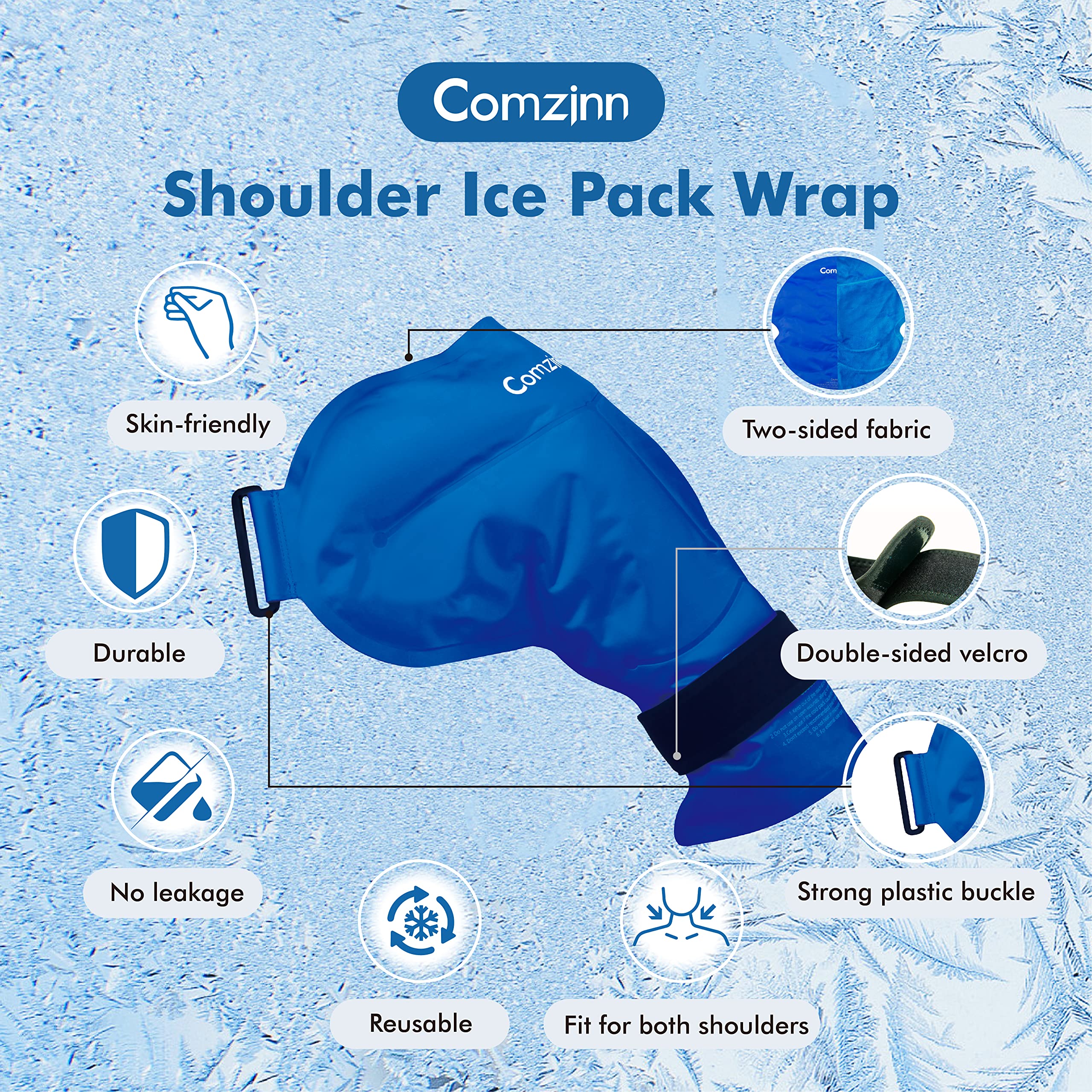 Comzinn Shoulder Ice Pack Rotator Cuff Cold Therapy, Reusable Shoulder Ice Pack Wrap for Shoulder Rotator Cuff Injuries, Shoulder Pain, Surgery Recovery, Bursitis, Tendonitis, Shoulder Cold Compress