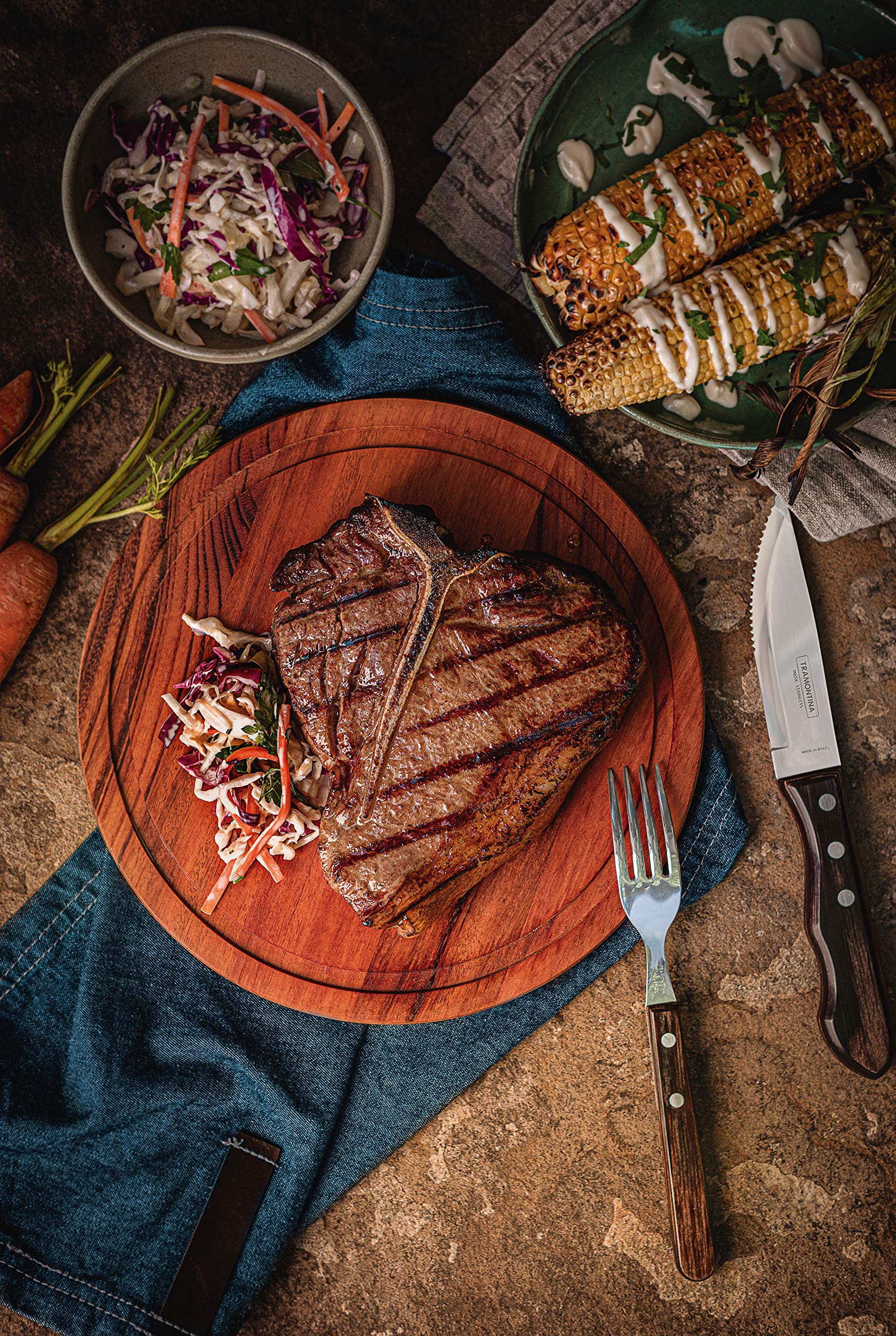 Tramontina - Couteaux à steak Jumbo. 6pcs inox et bois.
