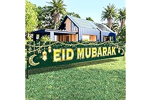 Eid Mubarak Sign Banner Decorations - Large, 120x20 In