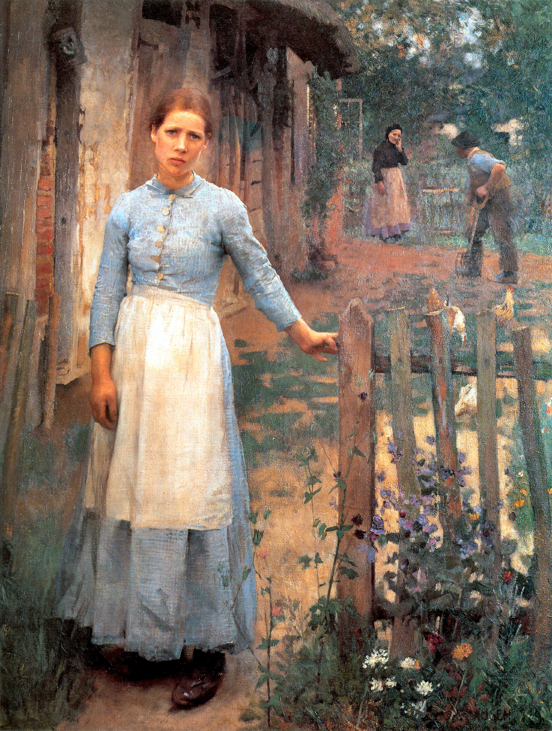 130 The Girl at The Gate 1889 Sir George Clausen Famous Art Print/Poster