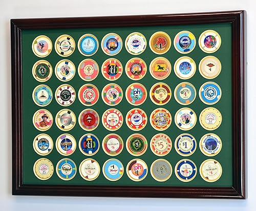 Miniatura 6 de Tenedor de la vitrina del marco de la moneda de la viruta del póker del casino 48 con el inserto coloreado